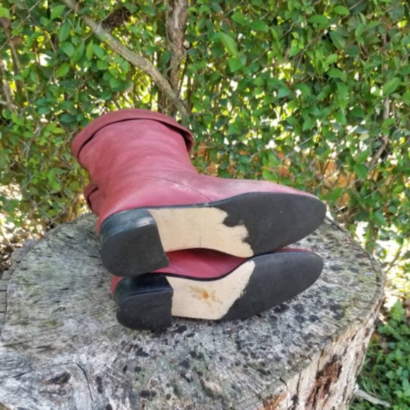 Vintage Markon Slouch Boots Fold Black Leather 8 M - Picture 7 of 7